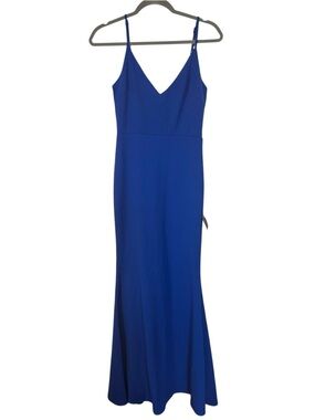 NWT Lulus Royal Blue V-Neck Spaghetti Strap Maxi Dress Size XS